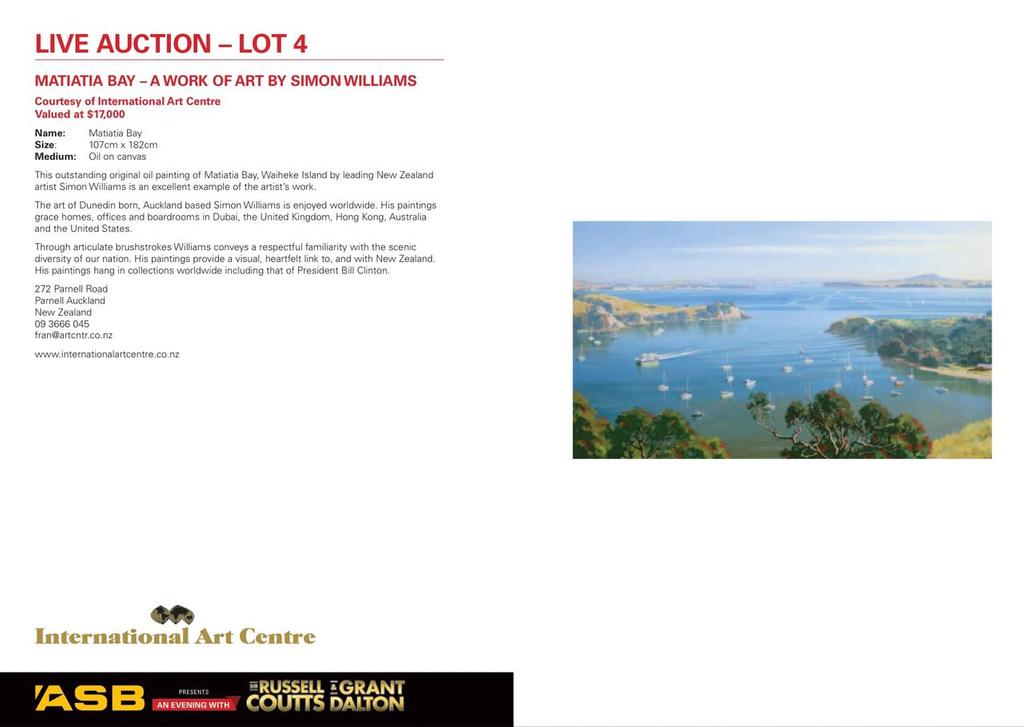 Auction Lot 4 - An Evening with Russell Coutts and Grant Dalton © SW